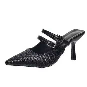 Тапочки Baotou на шпильке, французские ретро-полушапки, новые летние тапочки 2025 года, ленивые, одна педаль, классные тапочки Baotou для женщин 35