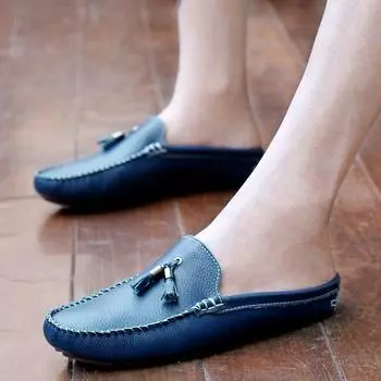 Тапочки Baotou с металлической пряжкой и бахромой, сандалии с одной педалью, повседневная мужская обувь для отдыха на природе, обувь Doudou 38