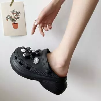 Тапочки Baotou с рисунком милые летние 2024 года, универсальные, с толстой подошвой, женские, нескользящие, универсальные, пляжные, нескользящие 36 белый