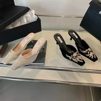 Тапочки Baotou с вышитыми цветами, женские туфли с полутопом, новый продукт, ретро-мода, квадратная женская обувь 35