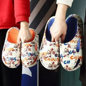 Тапочки Baotou, толстая подошва, новые тапочки 2023 года на плоской подошве, парные тапочки, мужские и женские тапочки для внешнего ношения 36/37235mm