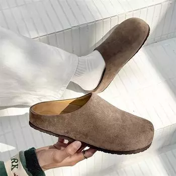 Тапочки Baotou, весна 2025, новые модные ретро-тапочки с одной педалью и плоским дном 24158-X 38