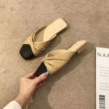 Тапочки Baotou, женская летняя одежда 2024 года, новые вечерние туфли на плоской подошве, нежные, женские сандалии с ароматом 35