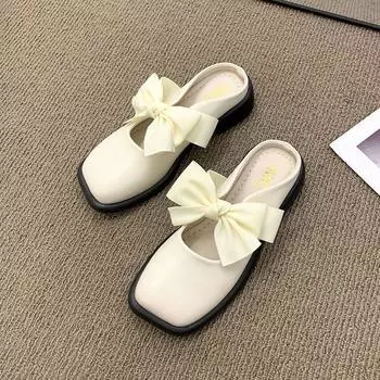 Тапочки Baotou женские модные и универсальные летние новые тапочки в стиле феи с бантом полутапочки ленивые туфли muller shoes 35