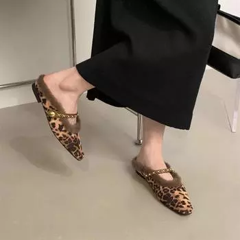 Тапочки Baotou женские, осень-зима 2024 года, новые темпераментные бархатные туфли Мэри Джейн из хлопка 35 чёрный