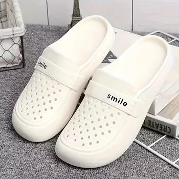 Тапочки Baotou, женские противоскользящие полутапочки EVA с плоской подошвой, пляжная обувь с дырочками, толстая дышащая подошва 36 розовый