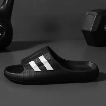 Тапочки больших размеров, мужские летние бытовые спортивные сандалии на открытом воздухе, женские сандалии на платформе для пар 26-27 чёрный