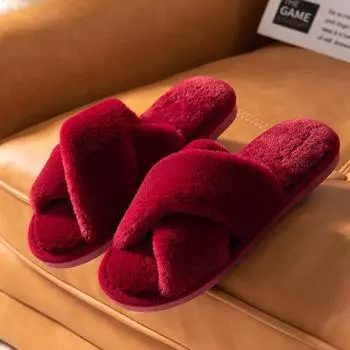 Тапочки Cross Plush – уютные осенне-зимние теплые хлопковые тапочки с открытым носком Size 36-37 серый