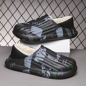 Тапочки для дома Добавить хлопок Мягкая и удобная обувь для мужчин Нескользящая обувь на платформе Домашние тапочки для пар Женская домашняя обувь 36 чёрный