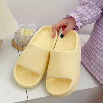 Тапочки для дома из ЭВА, мужские летние домашние тапочки для ванной комнаты, прохладные тапочки для гостеприимства, спальни, сандалии для пар с мягкой подошвой 36-37 чёрный