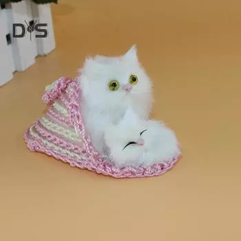 Тапочки для кошек Mom&Me, плюшевые детские игрушки, имитация животных, украшение, поделка, рождественский подарок жёлтый