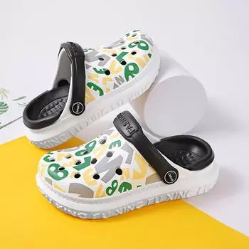 Тапочки для мальчиков, детские, лето 2025, новые сандалии для девочек, сумка, обувь с отверстием для головы, детская обувь, полые, садовая обувь 26 серый