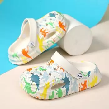 Тапочки для мальчиков, обувь с отверстиями, новинка 2024 года, детские нескользящие дезодорирующие сандалии, мягкая подошва, пляжная обувь для мальчиков 26-27 (inner length 18CM)