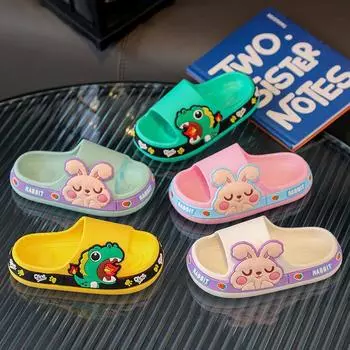 Тапочки для мальчиков с мультяшным драконом: Мягкие нескользящие сандалии для больших детей и малышей дома светло-зеленый