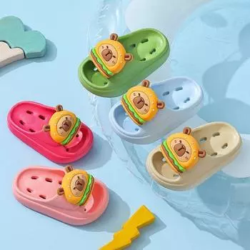 Тапочки для малышей из резины Eva, детские тапочки для ванной на толстой подошве, детские домашние тапочки для ванной комнаты L розы красного