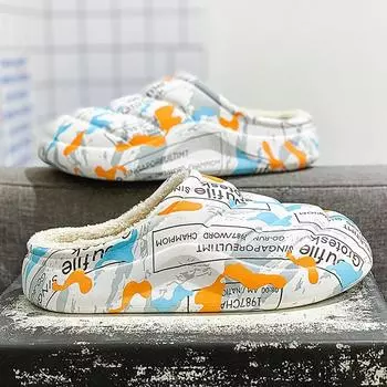 Тапочки для мужчин Добавить хлопок Пара Женская домашняя обувь Домашние тапочки Мягкая и удобная обувь для мужчин Нескользящая износостойкая 36-37