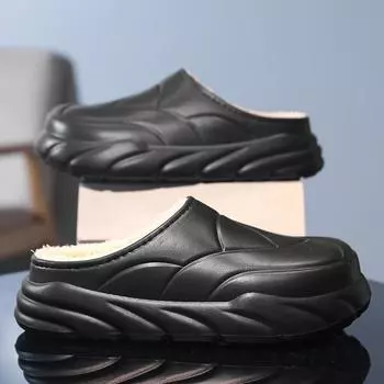 Тапочки для мужчин, домашние тапочки, теплые, бархатные, водонепроницаемые, на платформе, нескользящие, мягкие и удобные, для пар, для женщин, домашняя обувь 36 бежевый