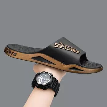 Тапочки для мужчин, которые носят снаружи, летние модные шлепанцы для ванной, нескользящие, для дома и в помещении, сандалии для мужчин и женщин, парная обувь 38 чёрный
