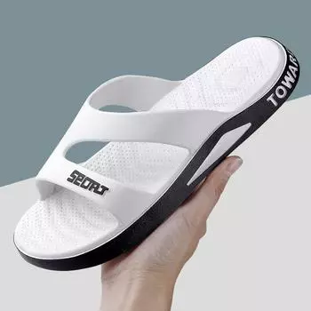 Тапочки для мужчин, летние модные мужские тапочки, сандалии, тапочки с толстой подошвой, нескользящие, водонепроницаемые, пляжные тапочки для ванной 40