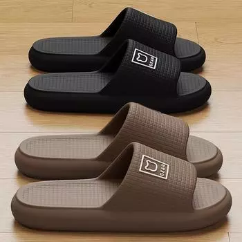 Тапочки для мужчин летом, для дома, для ванной комнаты, для душа, нескользящие, пара для домашнего использования, крутые тапочки для женщин 40-41 чёрный