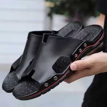 Тапочки для мужчин можно носить летом на улице.. Модные сандалии для ванной, ванной, дома, в помещении и дома для мужчин с противоскользящей поверхностью 39 чёрный