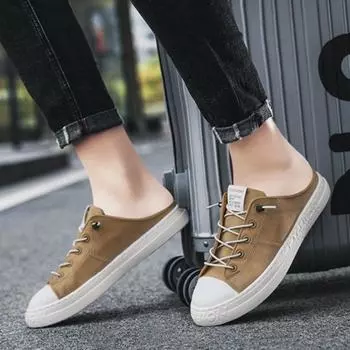 Тапочки для мужчин резиновые парусиновые полусандалии мужские мюли туфли хлопушки 2024 взрослые в корейском стиле летняя распродажа удобные дешевые 39