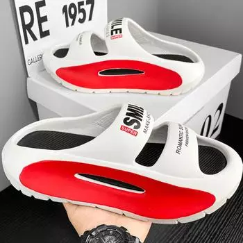 тапочки для мужчин тапочки с улыбкой 2024 летние повседневные пляжные туфли мужские сандалии толстая подошва мягкие нескользящие тапочки из ЭВА для дома женские 36-37