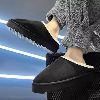 Тапочки для пар, мужские и женские, зимние, бархатные, теплые, домашние, разноцветные, удобные, с толстой подошвой, мужские тапочки 36-37 чёрный