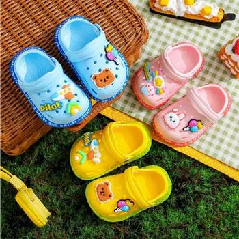 Тапочки для плавания для мальчиков и девочек, трендовая детская обувь с мягкой подошвой, мультяшная обувь, шлепанцы для малышей, детские летние пляжные тапочки 18 небесно-голубой