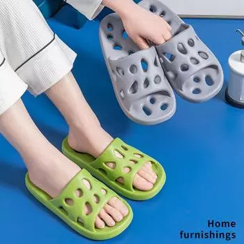 Тапочки для ванной комнаты, женские протекающие сандалии, шлепанцы, летняя обувь из Эва для мужчин, мягкие нескользящие шлепанцы, домашние тапочки для пар 36-37 чёрный