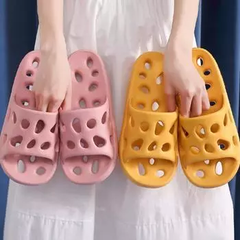 Тапочки для ванной, женские протекающие сандалии, шлепанцы для сыра, летняя обувь из Эва для мужчин, мягкие нескользящие шлепанцы, домашние тапочки для пар 36 зелёный