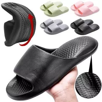 Тапочки для женщин и мужчин в помещении и на открытом воздухе, амортизирующие мягкие тапочки на платформе, нескользящие быстросохнущие душевые, летние пляжные горки, тапочки для пар 44-45 чёрный