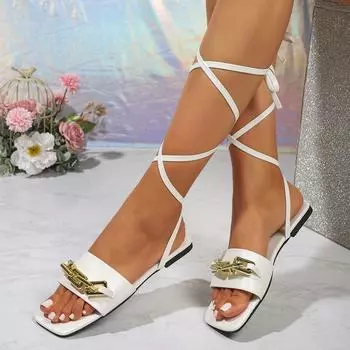 Тапочки для женщин из Европы, Америки 2025 года, новая верхняя одежда, плоская подошва, пляжная обувь, одно слово, поставка 36 белый