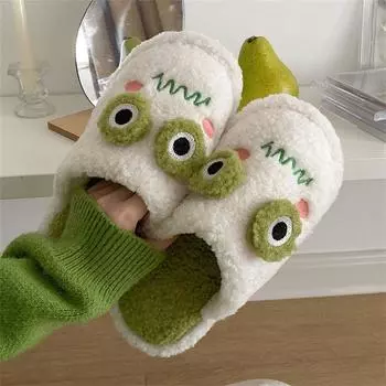 Тапочки для женщин, милые животные, девушки, мода, кавайные, пушистые, зимние, теплые, женские, мультяшные, лягушки, домашние тапочки, забавная обувь 36-37