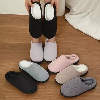 Тапочки Dongxin Mao Mao, домашние, нескользящие, теплые, хлопковые, флисовые, теплые, повседневные, для пар, хлопковые тапочки 36-37 чёрный