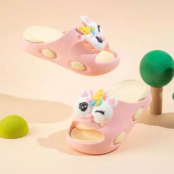 Тапочки EVA cool, летние, новые, детские, с большими глазами, для дома и улицы, мягкая подошва, нескользящие, сандалии для девочек с толстой подошвой 24-25 [Recommended foot length 15cm]