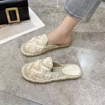 Тапочки Fairy French вечерний бриз новые повседневные туфли на плоской подошве летняя одежда Мэри Джейн темперамент сумка-голова полуботинки весна и осень одиночные туфли 35