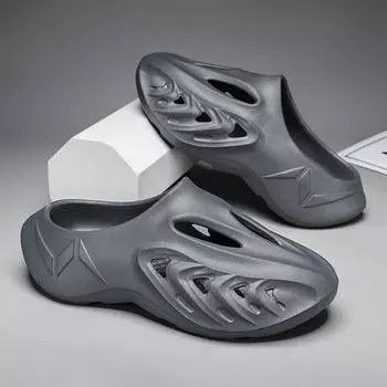 Тапочки Half-Drag Hole — модные, дышащие, легкие и нескользящие мужские тапочки большого размера на толстой подошве для пляжного отдыха. 41