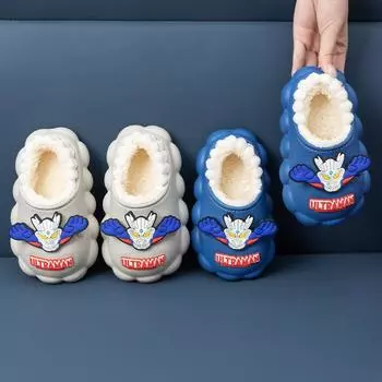 Тапочки из хлопка Cerro детские осенне-зимние домашние туфли на каблуке пушистые домашние туфли для мальчиков и девочек милые плюшевые теплые туфли из хлопка 14 yards suitable for foot length 12cm синий