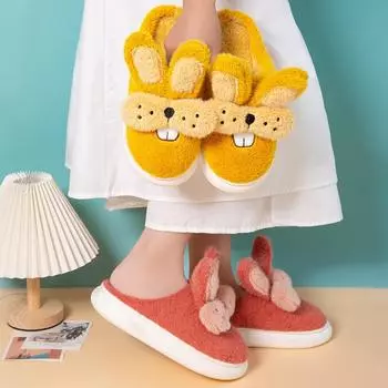 Тапочки из хлопка для родителей и детей, женские зимние домашние тапочки с героями мультфильмов, нескользящие и теплые, для пар, на толстой подошве, плюшевые женские тапочки 36-37 арбуз красный