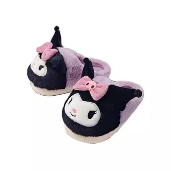 Тапочки из хлопка Kuromi My Melody для детей, детские тапочки, тапочки для взрослых, комнатные тапочки, пушистые, для туалета, защита от холода, тихие, теплые, для девочек и мальчиков, характер