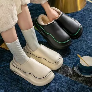 Тапочки из хлопка на толстой подошве, женская теплая обувь, хлопковая обувь 36-37