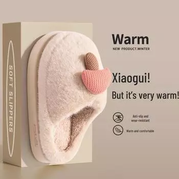 Тапочки из хлопка с нескользящей подошвой для женщин и детей - домашние осенне-зимние меховые тапочки 40-41 for size 39-40