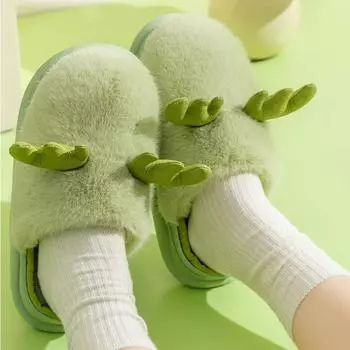 Тапочки из хлопка Winert Cartoon Elk для женщин, симпатичные, для дома, плюс платформа, теплые, толстые, износостойкие, хлопковые тапочки 44-45 кофейный