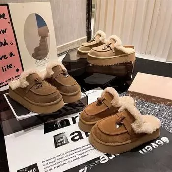 Тапочки из искусственного меха с меховой обвязкой для головы, женские шлепанцы, женские тапочки, уютные универсальные шерстяные тапочки с нишевым дизайном 35 верблюд