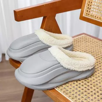 Тапочки из ЭВА для дома, мужчины, для улицы, модные, удобные, повседневные, зимние, бархатные и утолщенные, модные, универсальные тапочки 36-37 бежевый