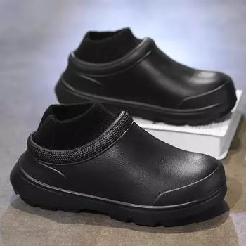 Тапочки из ЭВА для дома, мужские зимние хлопковые мужские тапочки для дома и улицы, сохраняющие тепло, без застежек, молодежная мода, водонепроницаемая мужская повседневная обувь 40 чёрный