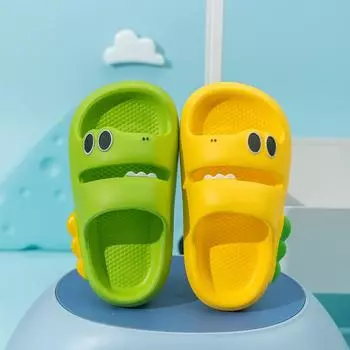 Тапочки из ЭВА для мальчиков и девочек, симпатичная обувь, мягкая подошва, симпатичная детская обувь для дома, жизненная сила, классные тапочки 24-25 (inner length 16CM) зелёный