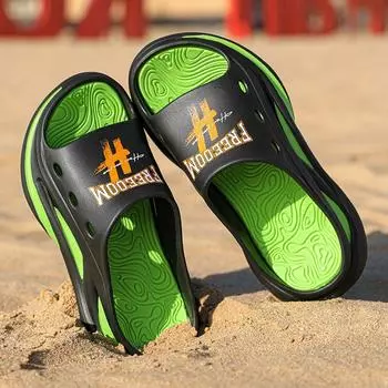 Тапочки из ЭВА для мужчин, повседневные летние тапочки для пар, уличные нескользящие мужские сандалии с основным толчком, популярная модель мужской обуви 36 чёрный