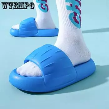 Тапочки из ЭВА, летняя домашняя и уличная одежда, парные тапочки, простые сандалии с мягкой подошвой, тапочки для родителей и детей 24-25 жёлтый
